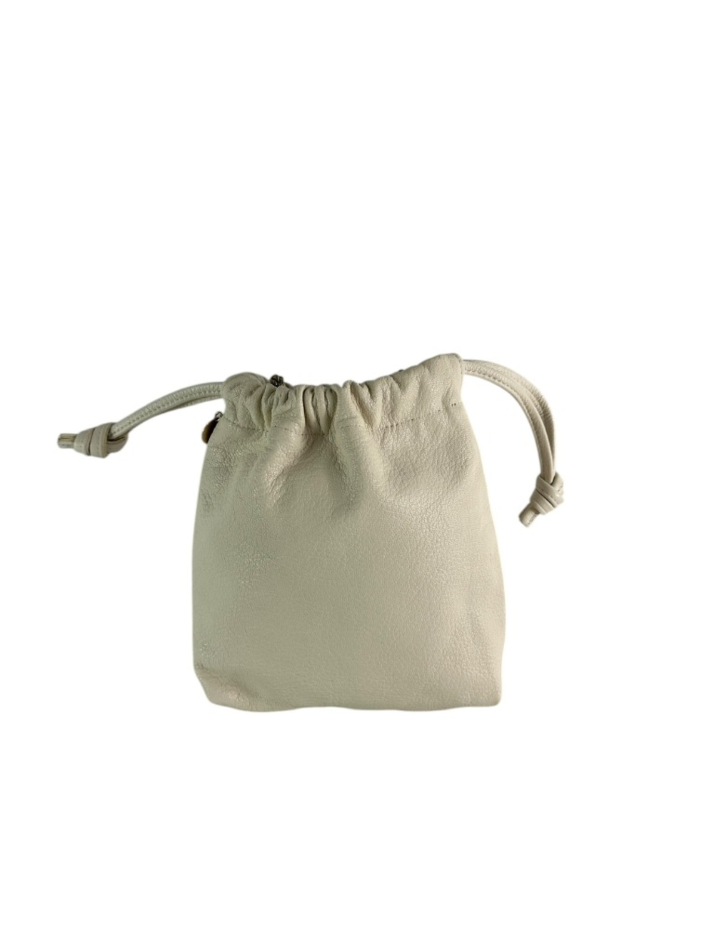 Genuine CLARE V Off White Leather Drawstring Chain Link Bag